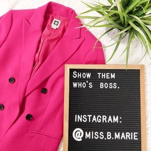 Anne Klein Pink Professional Blazer Black Buttons
